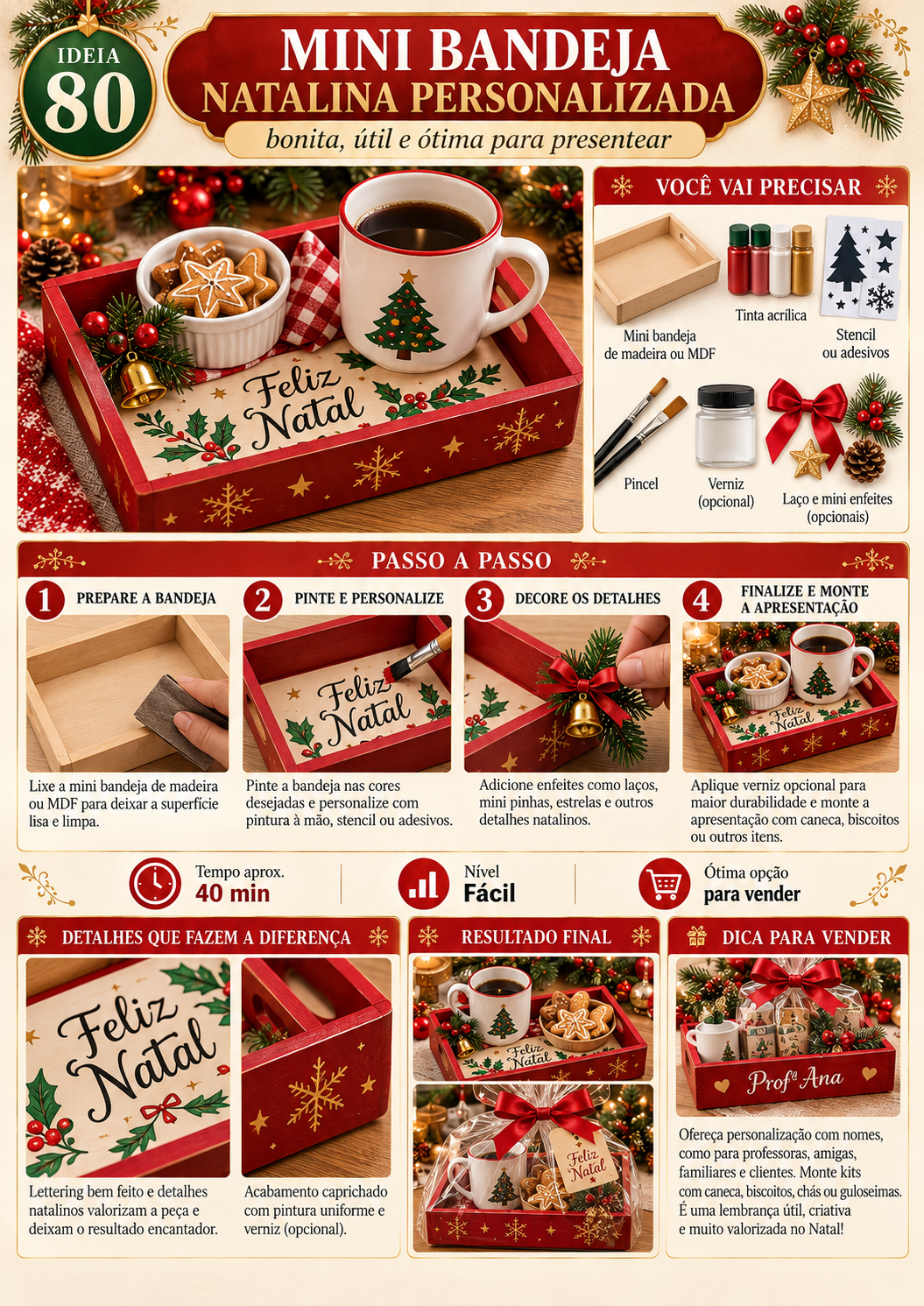 Página do guia com a ideia de mini bandeja natalina personalizada